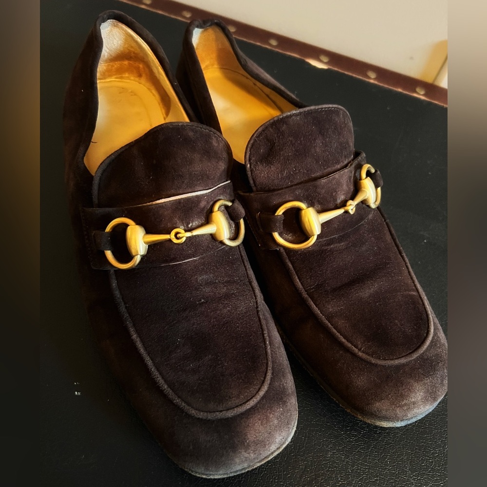 Gucci Brown Suede Horse-bit Loafer